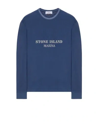 Stone Island T-shirt Manches Longues Bleu Coton