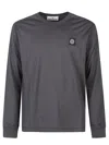 Stone Island Compass-motif Long-sleeve T-shirt In Gray