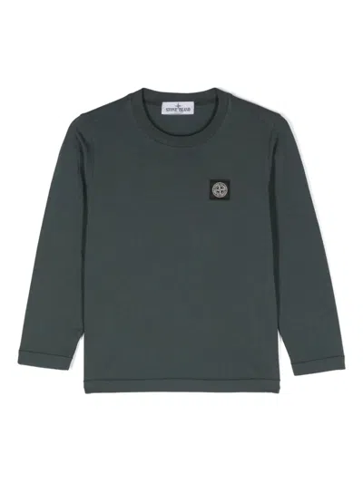 Stone Island Kids' Long Sleeve T-shirt In Green