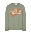 Stone Island Long Sleeve T-shirt Green Cotton In Vert