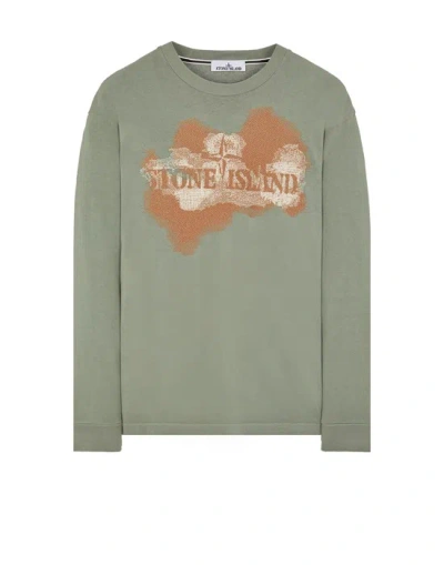 Stone Island Long Sleeve T-shirt Green Cotton In Vert