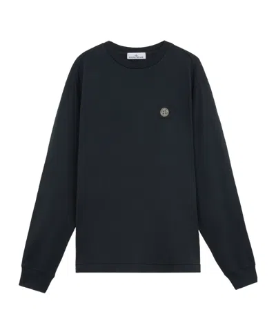 Stone Island Long Sleeve T-shirt In Cotton Jersey In Blue