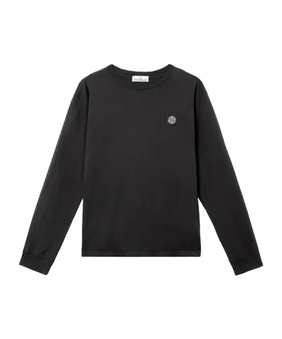 Stone Island Long Sleeve T-shirt In Cotton Jersey In Black