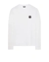 Stone Island White Long-sleeve Crewneck T-shirt With Logo Patch On The Front In Cotton Man In Blanc