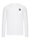 Stone Island White Long-sleeve Crewneck T-shirt With Logo Patch On The Front In Cotton Man In White