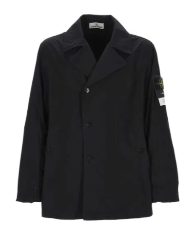 Stone Island Long-sleeved Button-up Coat In Brown
