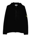 Stone Island Hooded Black Jacket With Logo Patch In Black