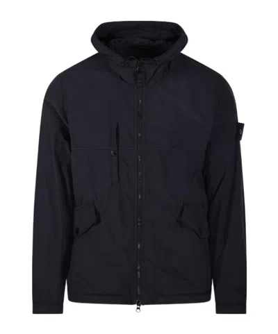 Stone Island Long-sleeved Casual Jacket In Black