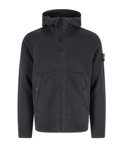 Stone Island Long-sleeved Casual Jacket In Black