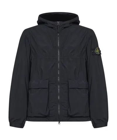 Stone Island Long-sleeved Casual Jacket In Black