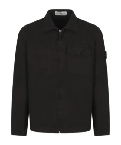 Stone Island Junior Kids Pocket Overshirt In Black