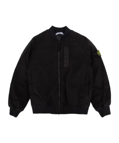 Stone Island Long-sleeved Casual Jacket In Black