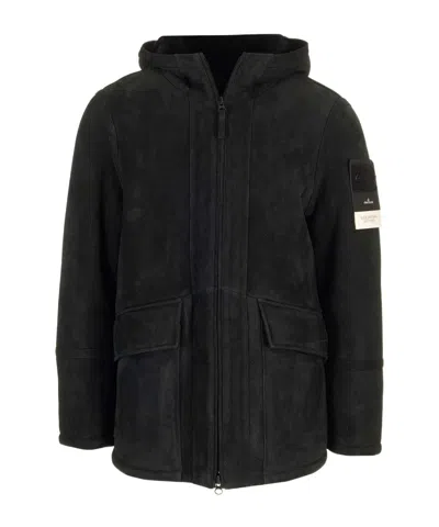 Stone Island Long-sleeved Casual Jacket In Black
