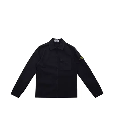 Stone Island Long-sleeved Casual Jacket In Blue