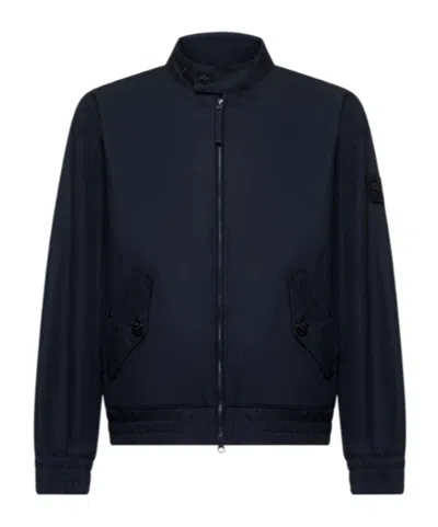 Stone Island Men's Zippered Cotton Jacket In Blue