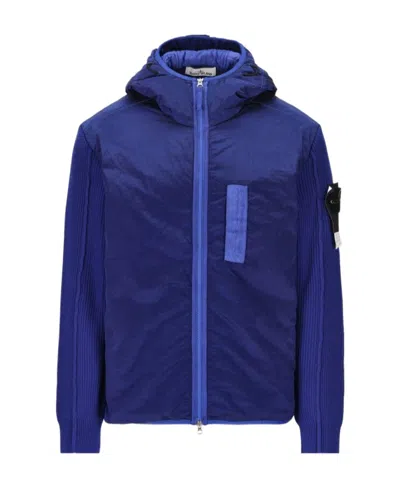 Stone Island Long-sleeved Casual Jacket In Blue