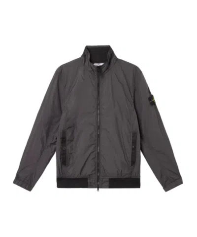 Stone Island Long-sleeved Casual Jacket In Charcoal Grey