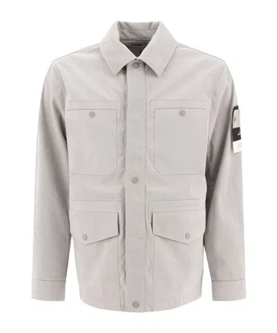 Stone Island Long-sleeved Casual Jacket In Gray