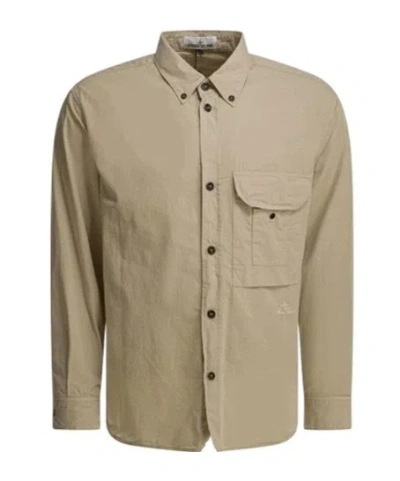 Stone Island Long-sleeved Casual Jacket In Gray