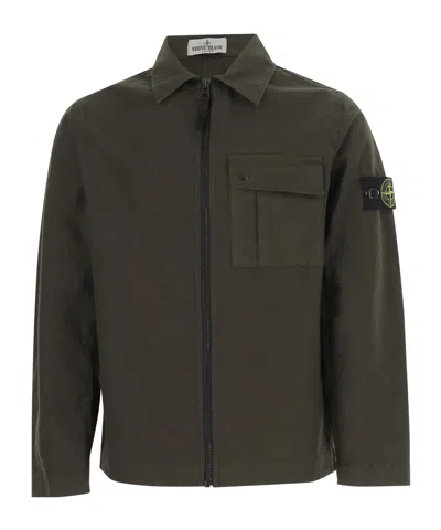 Stone Island Long-sleeved Casual Jacket In Green