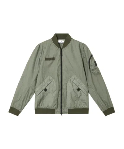 STONE ISLAND STONE ISLAND LOGO PATCH ZIP-UP BOMBER JACKET