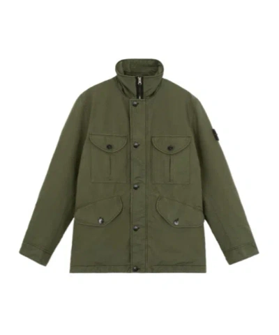 Stone Island Long-sleeved Casual Jacket In Green
