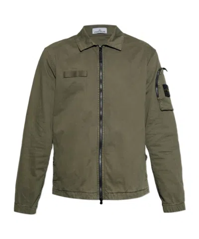 Stone Island Long-sleeved Casual Jacket In Green