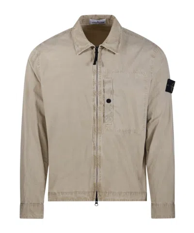 Stone Island Long-sleeved Casual Jacket In Nude