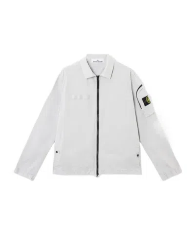 Stone Island Long-sleeved Casual Jacket In White