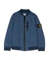 Stone Island Long-sleeved Casual Jacket With Standing Collar In Blue