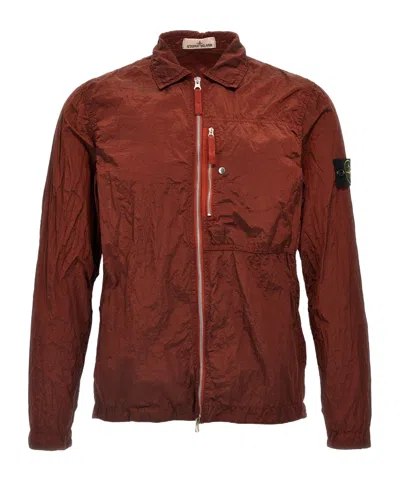 Stone Island Long-sleeved Coat Shirt In Brown