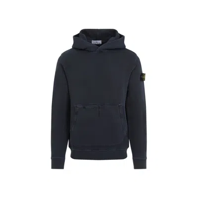 Stone Island Long-sleeved Compass Patch Hoodie In Blue