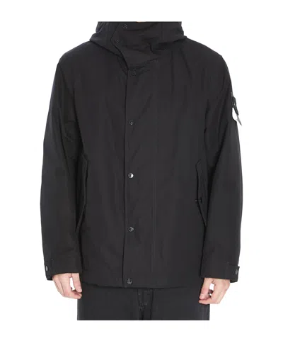 Stone Island Long-sleeved Cotton Jacket In Black