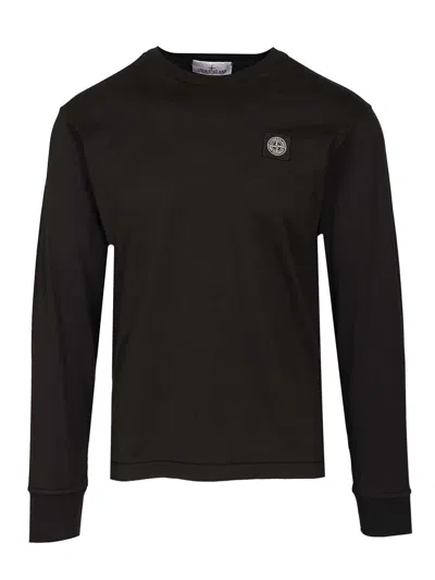 Stone Island Long-sleeved Cotton Jersey T-shirt In Black