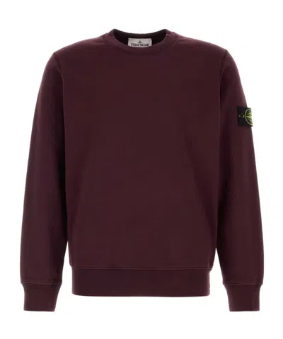 Stone Island Long-sleeved Crew Neck Sweatshirt In Purple