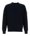 Stone Island Lightweight Wool Crew Neck Sweater With Raglan Sleeves Clothing In Blue