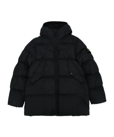 Stone Island Long-sleeved Down Jacket In Black