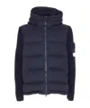 Stone Island Ghost Wool Down Jacket With Knitted Sleeves In Blue