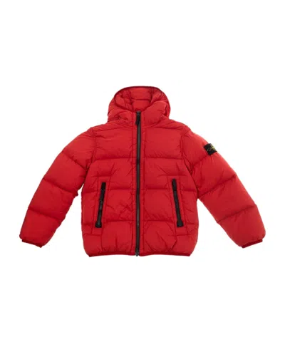 Stone Island Long-sleeved Down Jacket In Red
