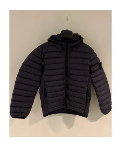 Stone Island Long-sleeved Hooded Cotton-padded Suit In Blue