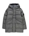 Stone Island Long-sleeved Hooded Down Jacket In Gray