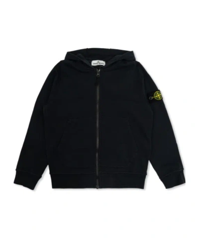 Stone Island Long-sleeved Hooded Hoodie In Blue