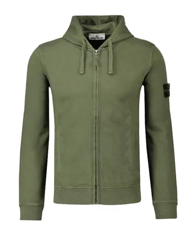 Stone Island Long-sleeved Hooded Hoodie In Green