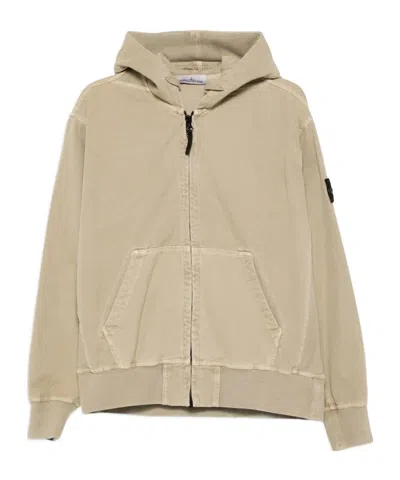 Stone Island Hooded Zip-up Jacket In Gray