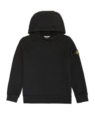 Stone Island Long Sleeved Hoodie In Black