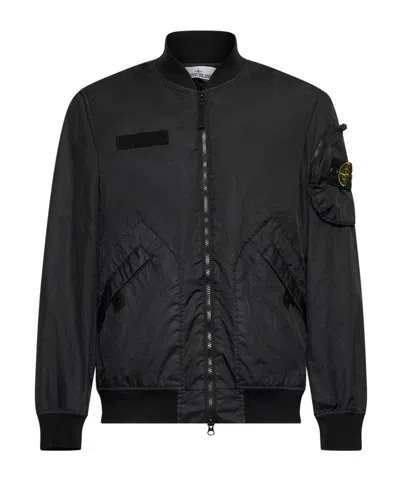 Stone Island Long-sleeved Jacket In Black