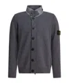 Stone Island Knit Button-up Jumper In Lamb Wool And Nylon Blend In Gray