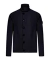 Stone Island High-neck Cardigan With Logo Patch In Black