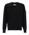 Stone Island Long-sleeved Knitted Cardigan In Black