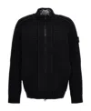 Stone Island Long-sleeved Knitted Cardigan In Black